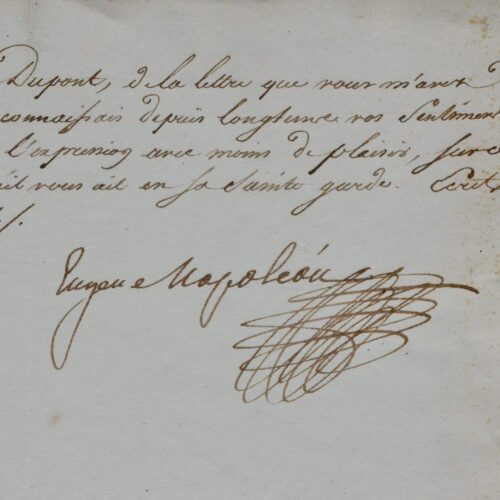 Lettre signée par Eugène de Beauharnais, depuis Milan, en 1811