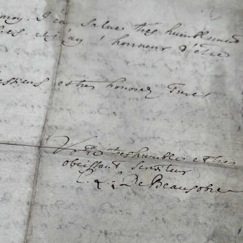 Lettre autographe signée de l'écrivain et philosophe allemand Charles-Louis de Beausobre