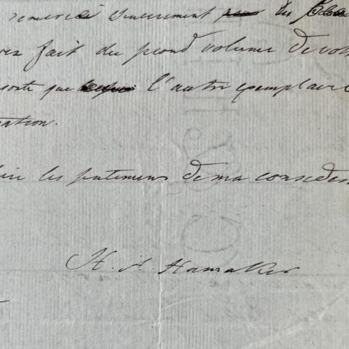 Lettre de l'orientaliste néerlandais Hendrik Arent Hamaker à son confrère Johann Heinrich Möller, à Gotha