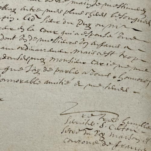 Très rare et belle lettre de Salomon Certon, traducteur de l'Illiade et l'Odyssée, datée de 1615