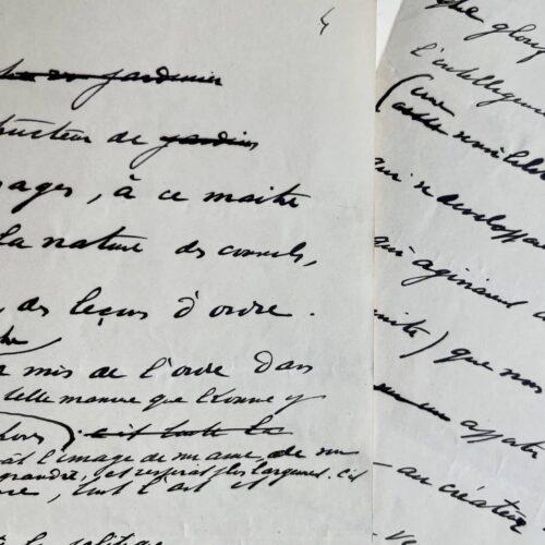 Brouillon d’un texte de Maurice Barrès consacré à André Le Nôtre et à l'esprit français dans l'art