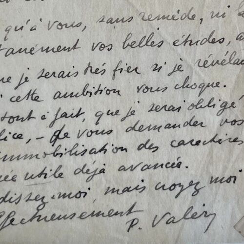 Enthusiastic letter from Paul Valéry regarding the illustration of the 'Odes'