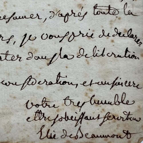 Lettre irritée de l'avocat des Calas, Jean-Baptiste Elie de Beaumont