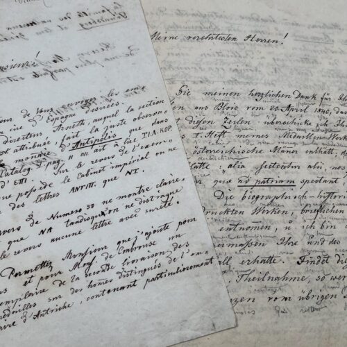 Ensemble de deux lettres du numismate autrichien Josef von Bergmann
