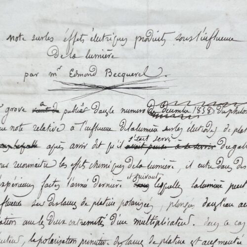 Edmond Becquerel démontre l'antériorité de ses découvertes sur les effets électriques à celles de William Grove