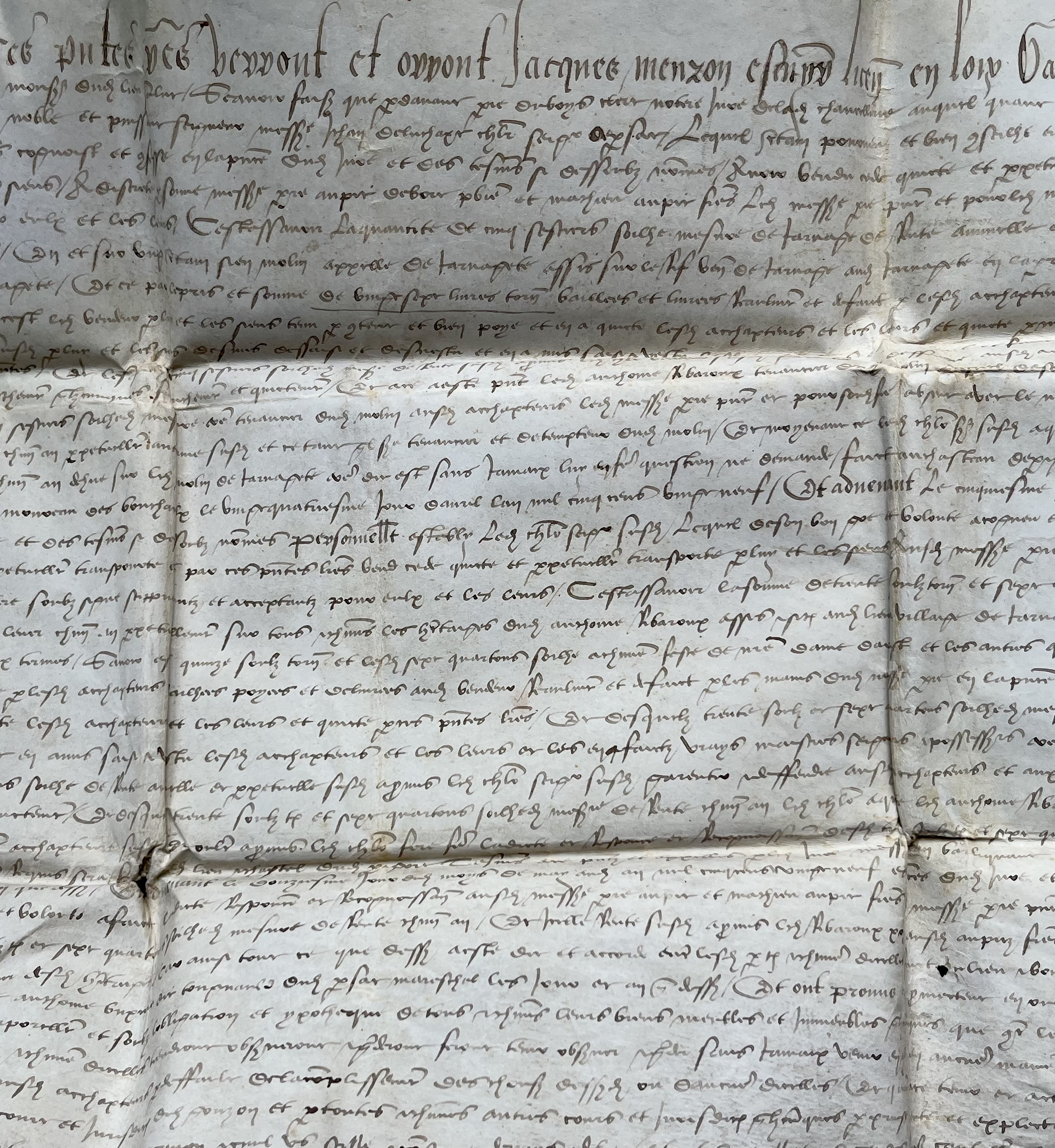 Charte de 1539 sur la Creuse : Jehan de Luchapt, seigneur de Parsac vend plusieurs rentes et assises à Jarnages