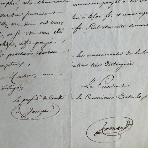 Deux lettres du géographe François Jomard au sculpteur Dantan, sur le monument à la mémoire de Dumont d'Urville