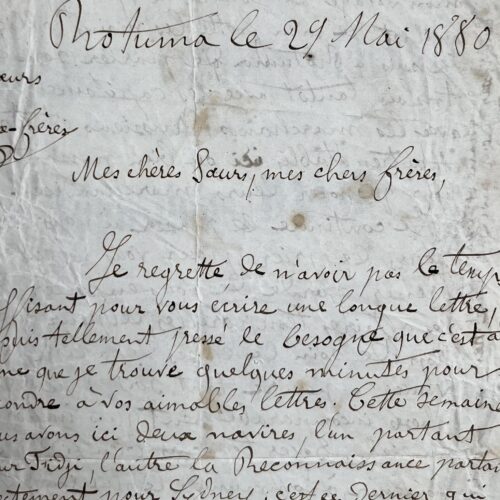 Lettera di un missionario di Rotuma, Fiji, datata 1880
