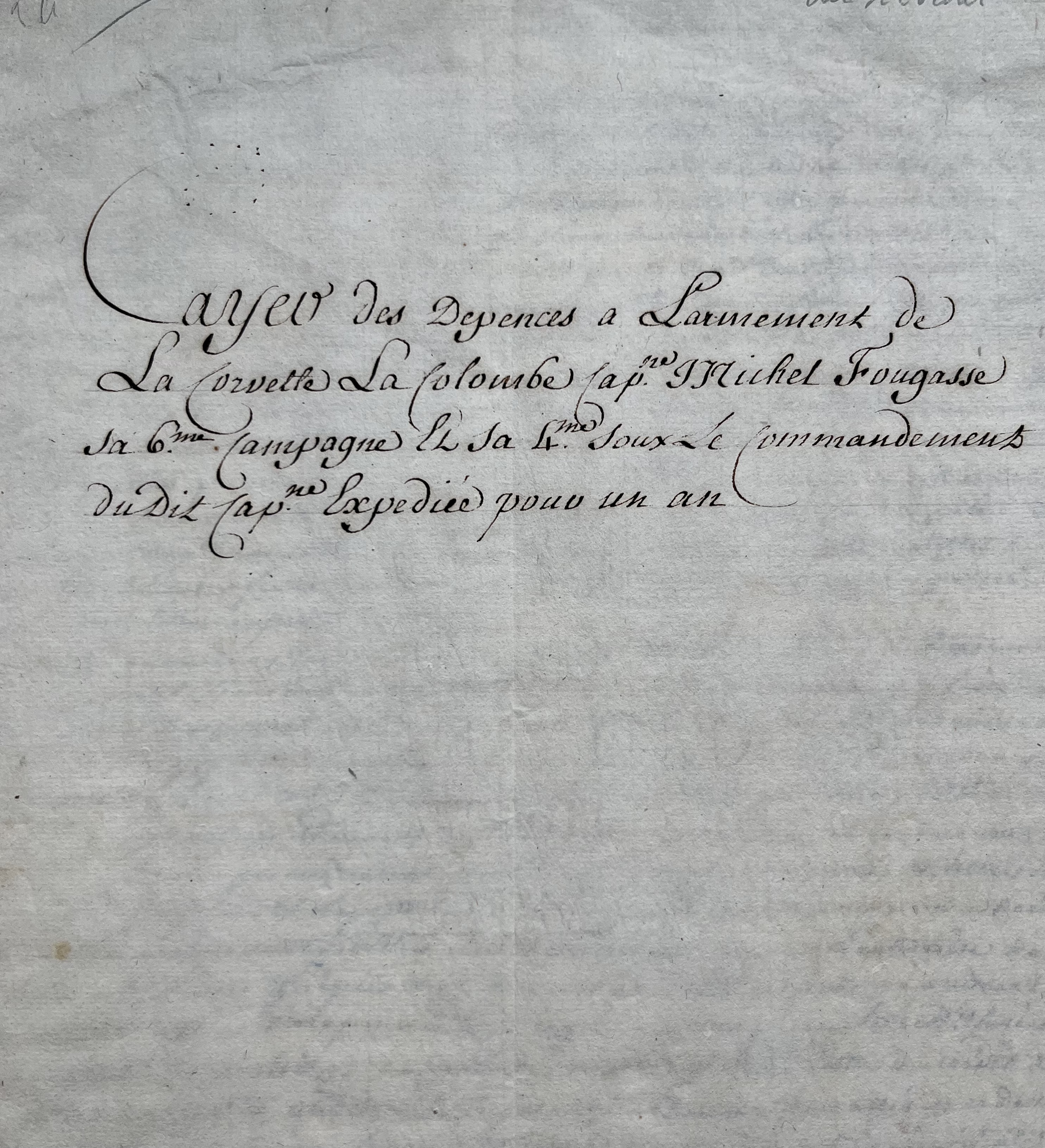 Dossier de 9 documents sur le voyage commercial de la corvette La Colombe, aux Échelles du Levant, en 1752