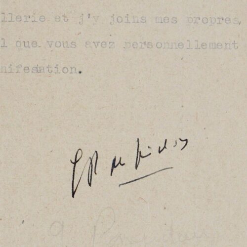 Rare lettre du jeune Georges Pompidou, alors adjoint au Commissaire général au tourisme, en 1947
