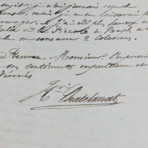 Lettre du pasteur suisse Henri Chatelanat sur la Ligue Internationale de la Paix et l'idée d'une confédération européenne