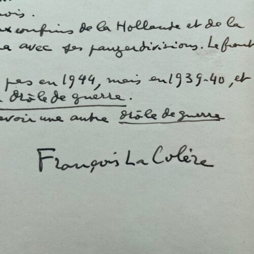 Manuscrit d'une chronique d'Aragon sur la Drôle de guerre