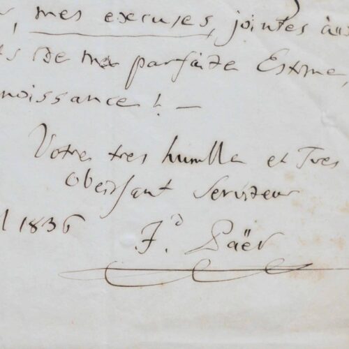 Ferdinando Paër, malade, ne pourra se rendre chez le baron de Gérando
