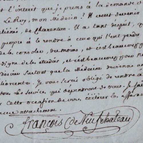 François de Neufchâteau recommande l'obstétricien Alphonse Leroy pour l'asile de Charenton