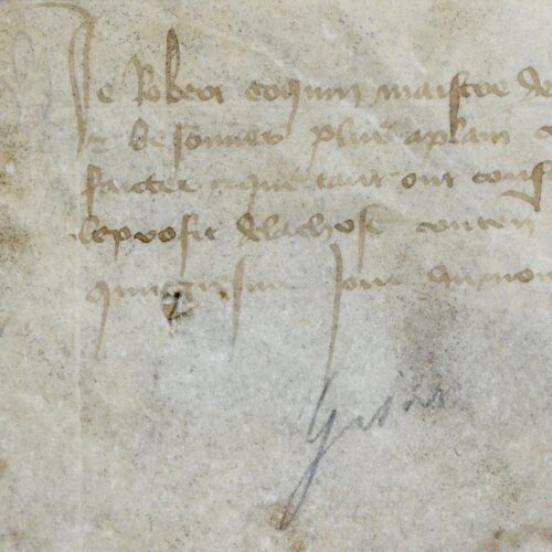 Charte médiévale de Robert Coquin "maistre des oeuvres de maconnerie pour le Roy" au bailliage de Gisors