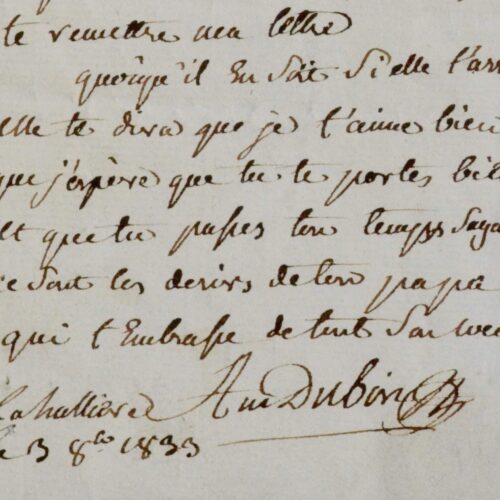 Affectueuse lettre de l'obstétricien Antoine Dubois à son petit-fils, Louis Grangier de La Marinière