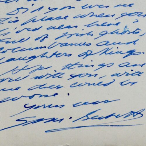 Belle carte de Samuel Beckett à la romancière et poétesse américaine Kay Boyle