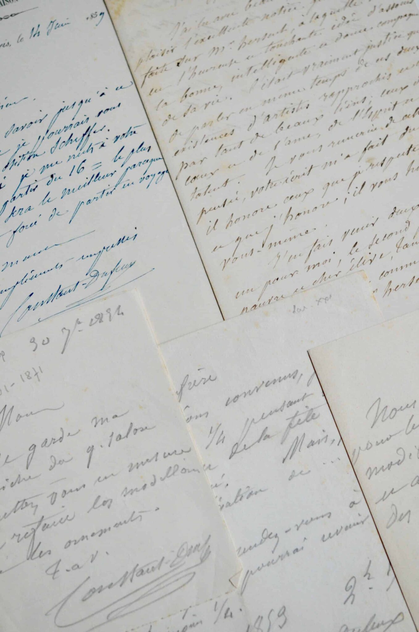 Ensemble de 5 lettres de l’architecte du Panthéon, Simon Claude Constant-Dufeux