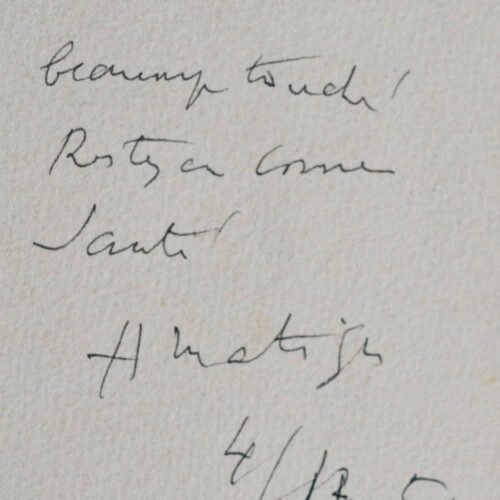 Carte d'Henri Matisse adressée à la veuve du peintre Charles Hall Thorndike
