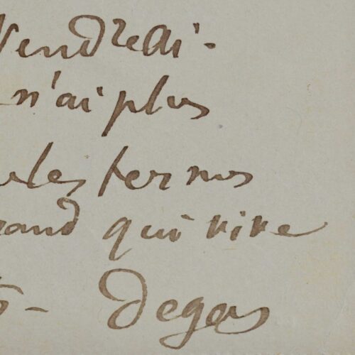 Edgar Degas demande de l'argent à Durand-Ruel pour payer son vin