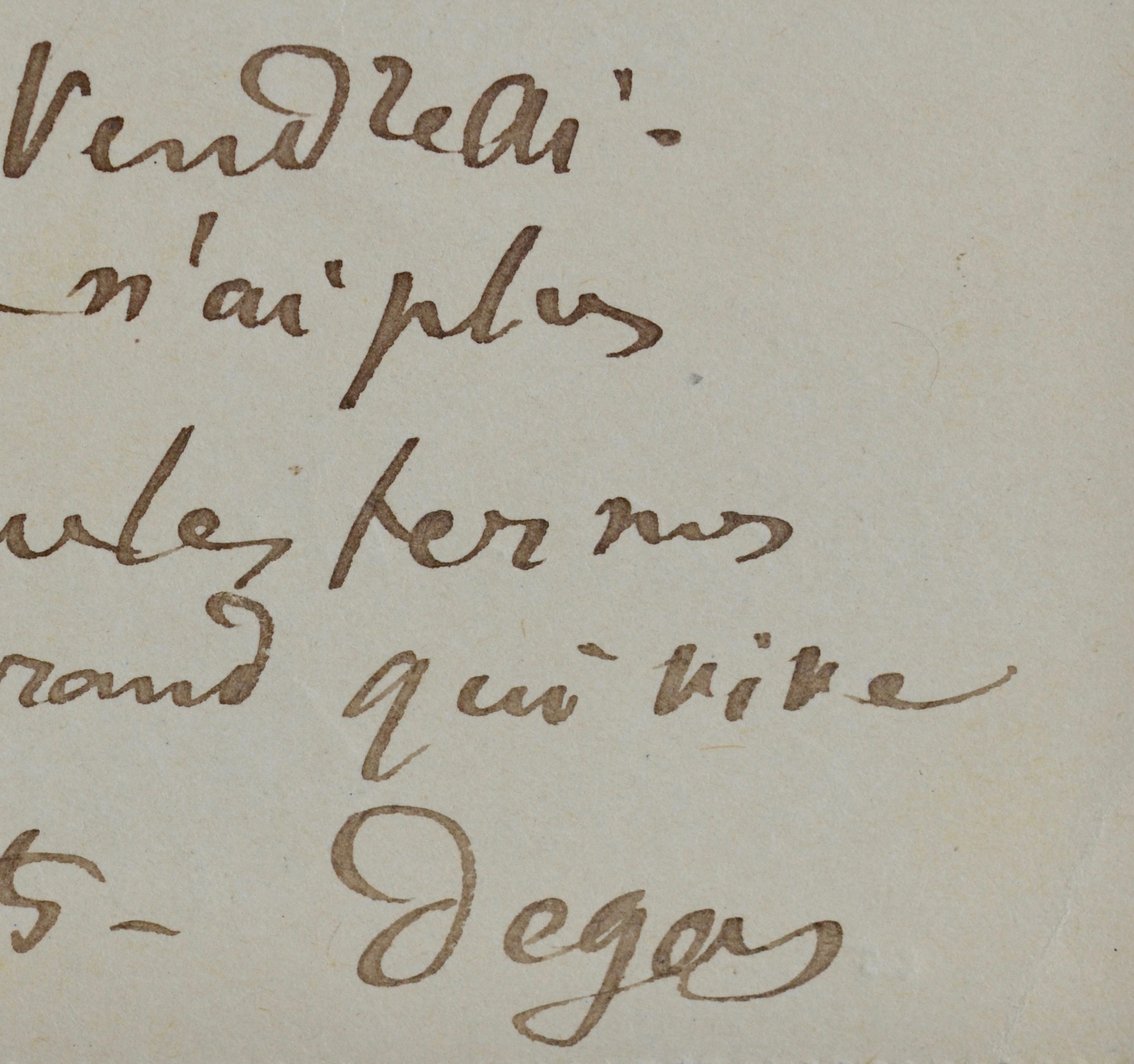Edgar Degas demande de l’argent à Durand-Ruel pour payer son vin