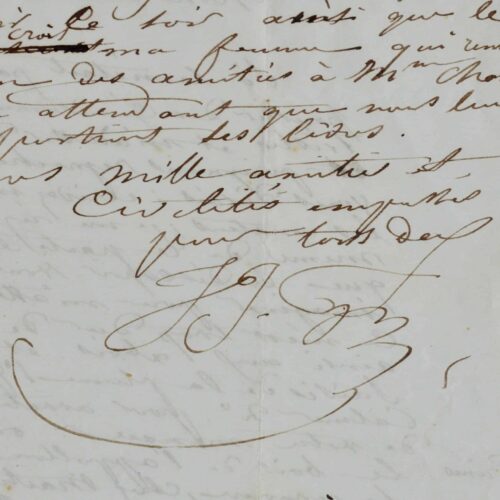 Belle et rare lettre du caricaturiste Grandville sur son travail d'illustrateur pour Edouard Charton