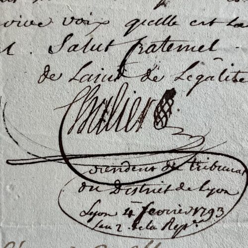 Rare pièce autographe signée du révolutionnaire jacobin Joseph Chalier