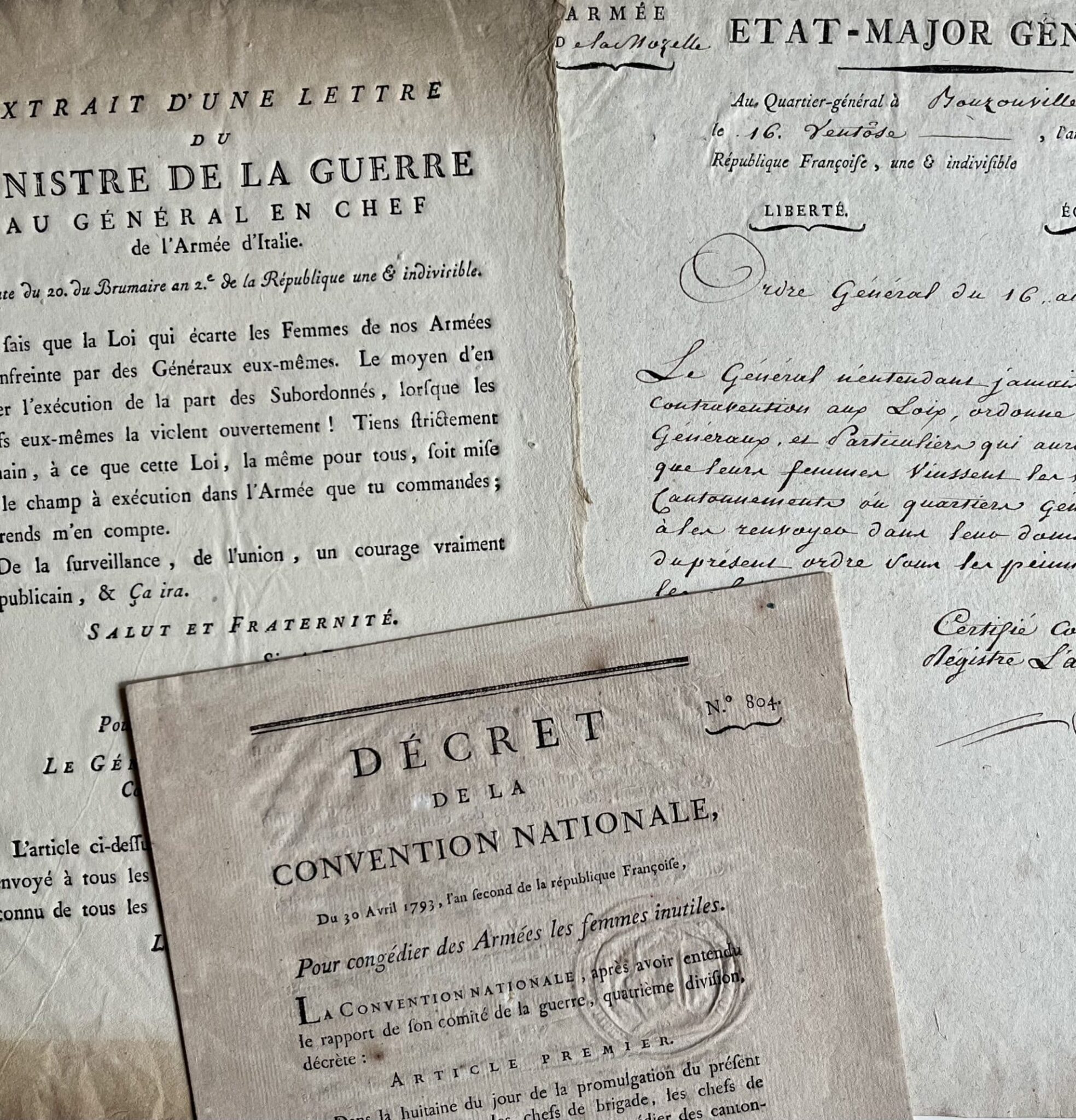 3 documents sur les femmes présentes aux armées durant le Révolution