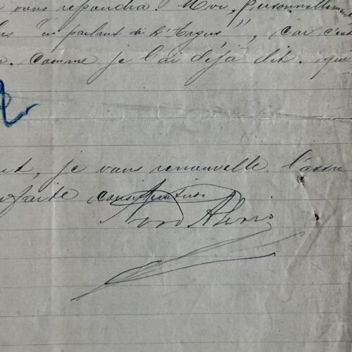 Lettre de l'ancien président d'Haïti Pierre Nord Alexis, datée de 1909