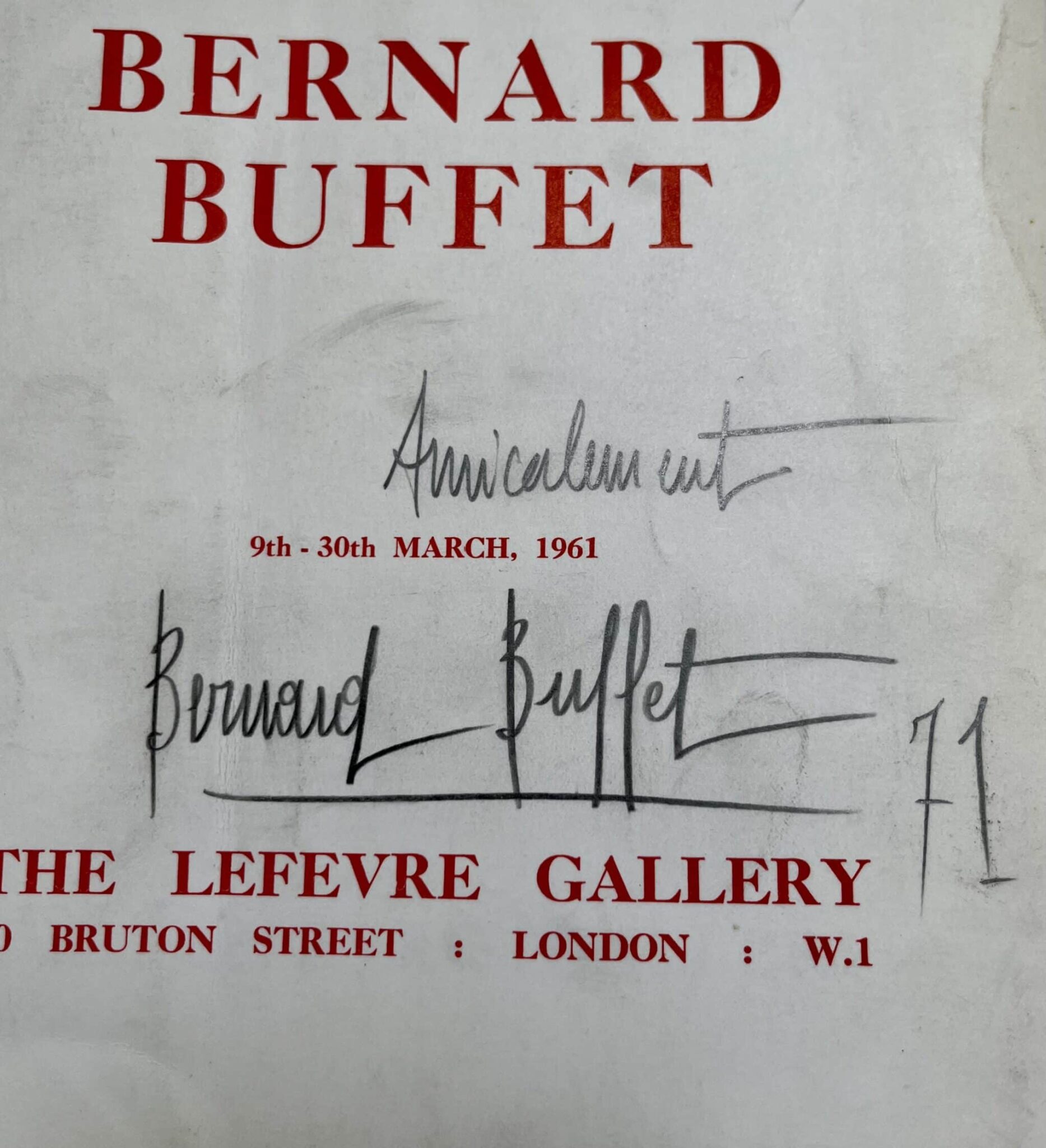 Catalogue de l’exposition « Paintings of London » dédicacé par Bernard Buffet