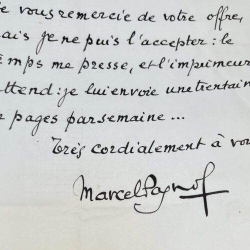 Marcel Pagnol, submergé de travail, refuse toute nouvelle collaboration