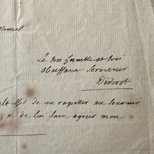 Longue, rare et très amusante lettre en partie inédite de Diderot au margrave d'Anspach