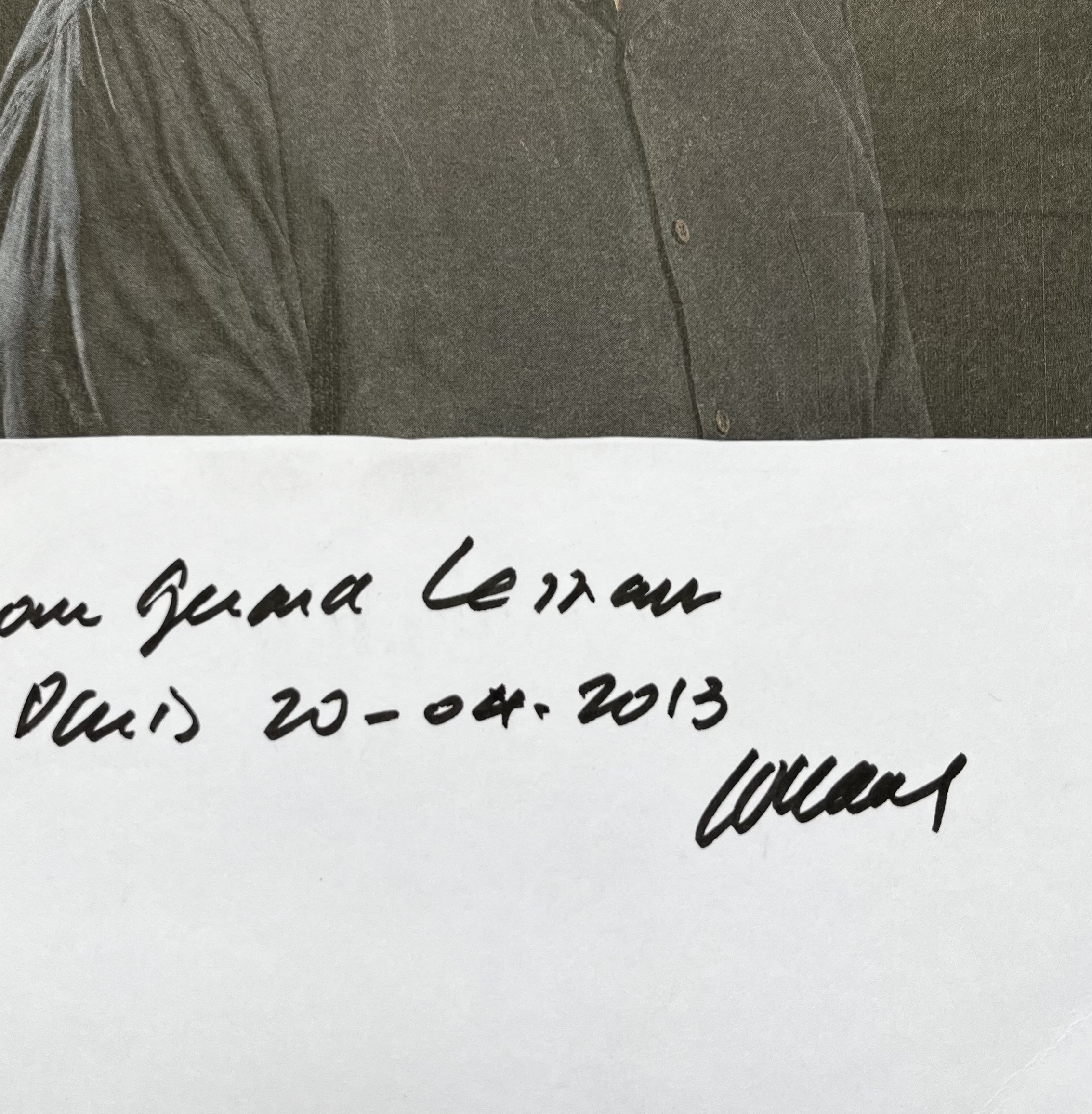 Envoi autographe signé du peintre Pierre Soulages sous son portrait imprimé