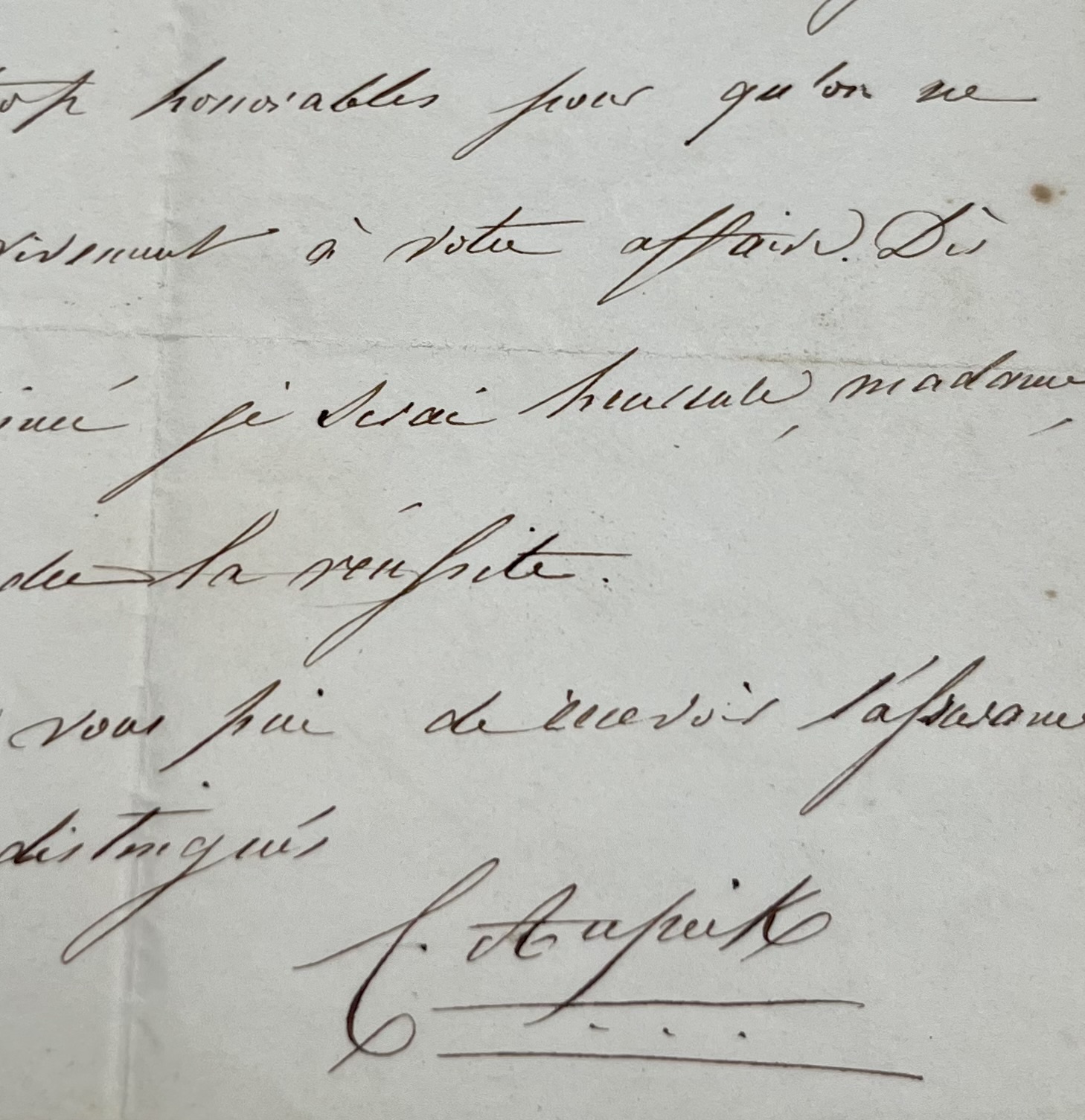 Lettre de Caroline Aupick, mère de Charles Baudelaire
