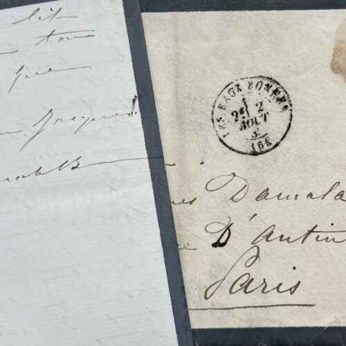 Tendre lettre de Sarah Bernhardt à son mari Jacques Damala, écrites des Eaux-Bonnes