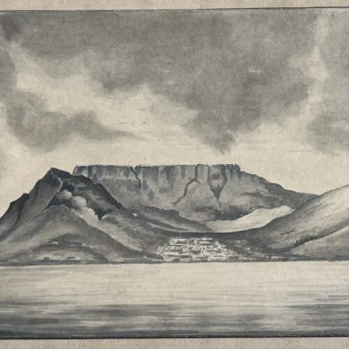 Dessin original du Cap de Bonne-Espérance vu de la mer, daté de 1855