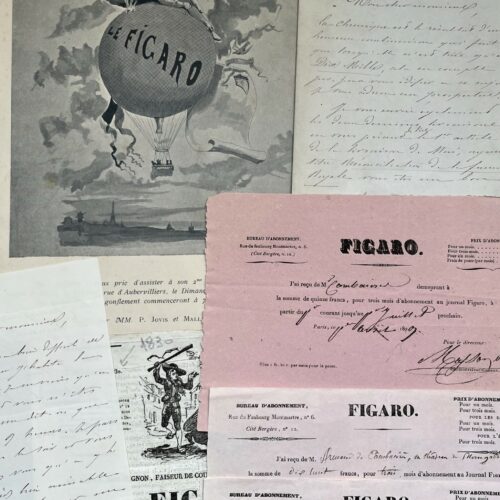 Ensemble de 7 documents du XIXe siècle relatifs au Figaro