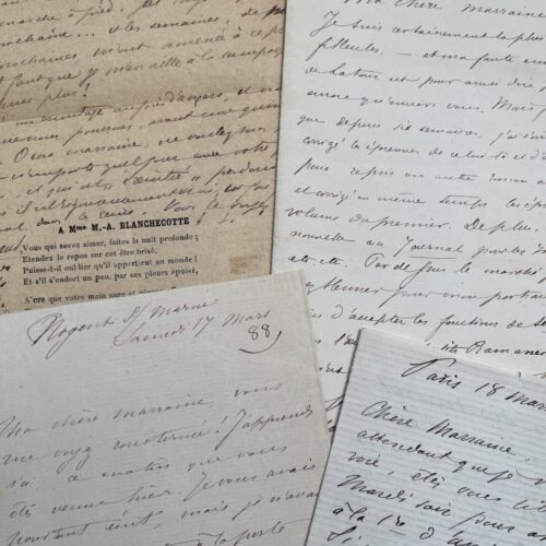 4 lettres d'Henry Gréville sur son travail de romancière et son portrait par J.J. Henner