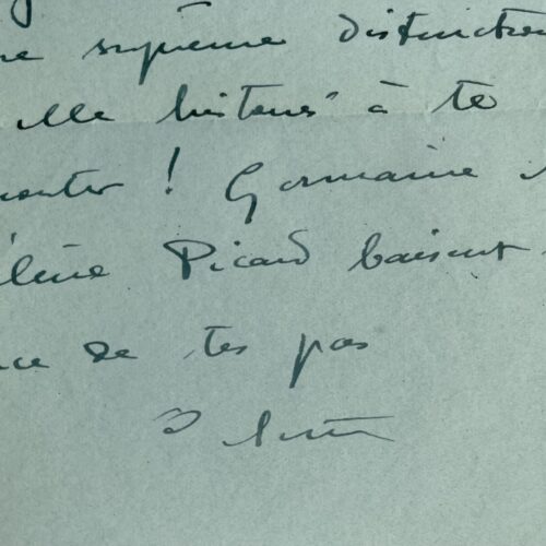 Lettre de Colette à sa "chère âme" Marguerite Moreno