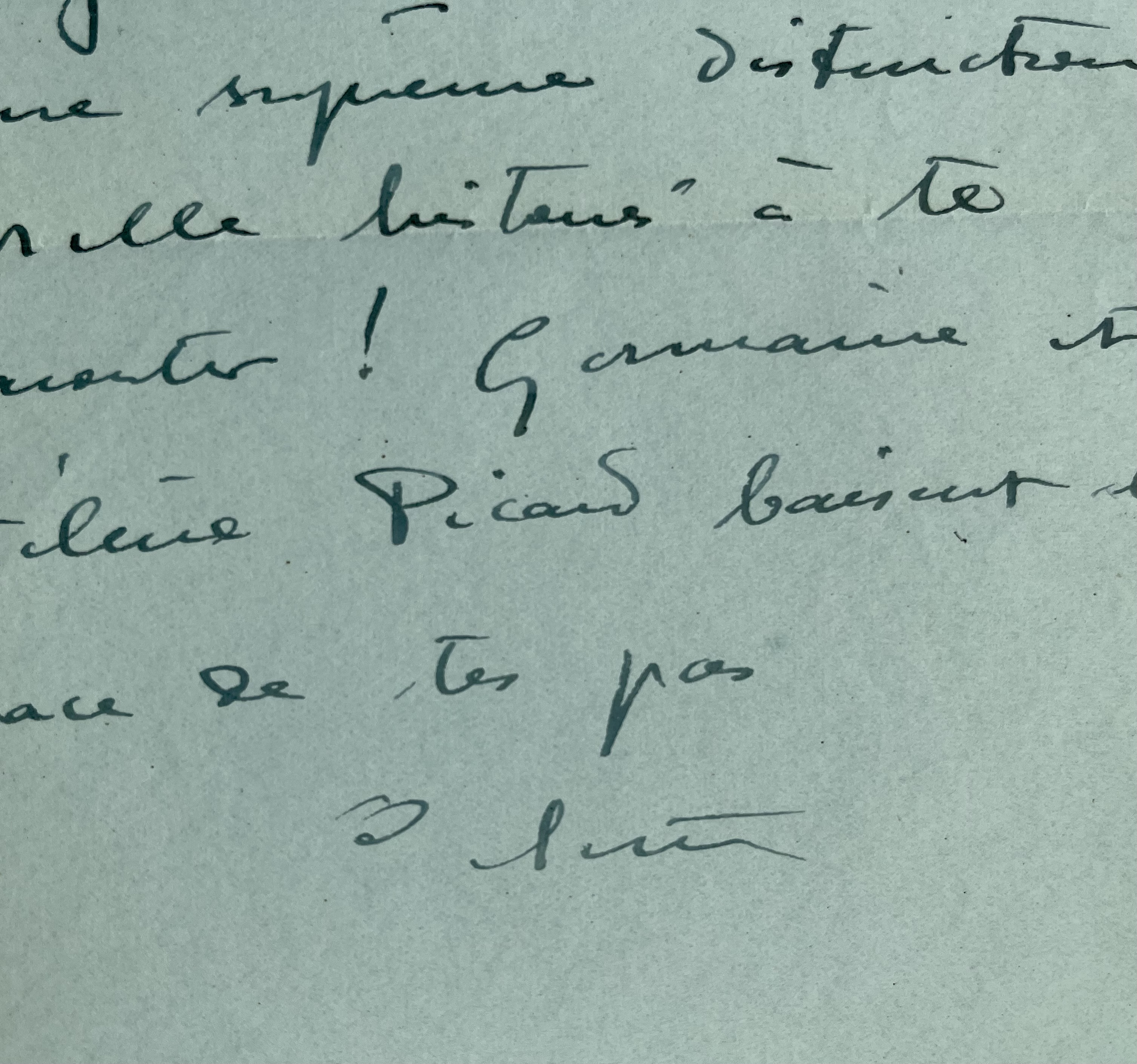 Lettre de Colette à sa « chère âme » Marguerite Moreno