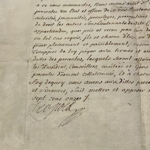 Le duc Léopold de Lorraine nomme Nicolas d'Ourches de Vidampiere au grade de lieutenant des Chevaux légers