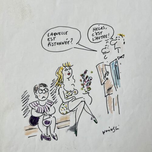 Amusant dessin original de Georges Wolinski pour le Nouvel Observateur