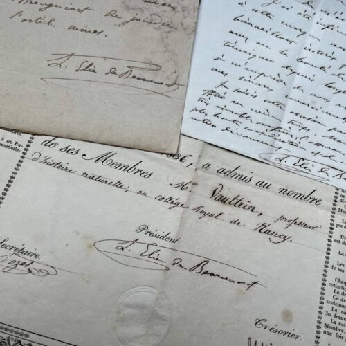 Ensemble de trois documents du géologue Léonce Élie de Beaumont