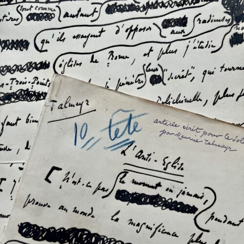 Manuscrito de un violento artículo antimasónico de Maurice Talmeyr