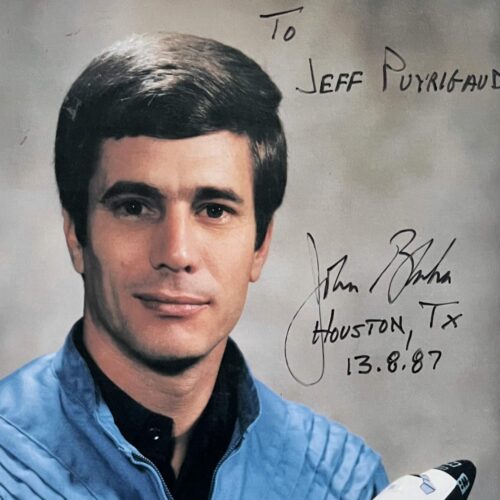 Autographed portrait of astronaut John Blaha from Houston, Texas