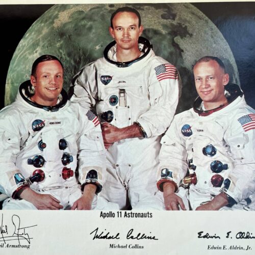 Photo (reproduction) of the Apollo 11 astronauts, signed by Neil Armstrong
