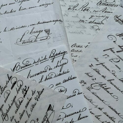 Un conjunto de 5 documentos de François Arago sobre las escuelas Politécnica, Naval y de Artes y Oficios
