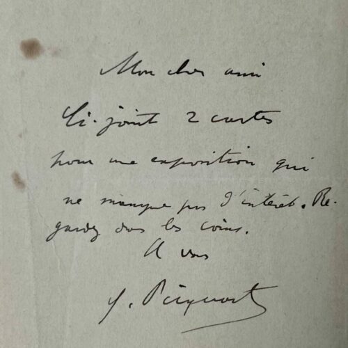 Autographed note from General Georges Picquart, hero of the Dreyfus affair