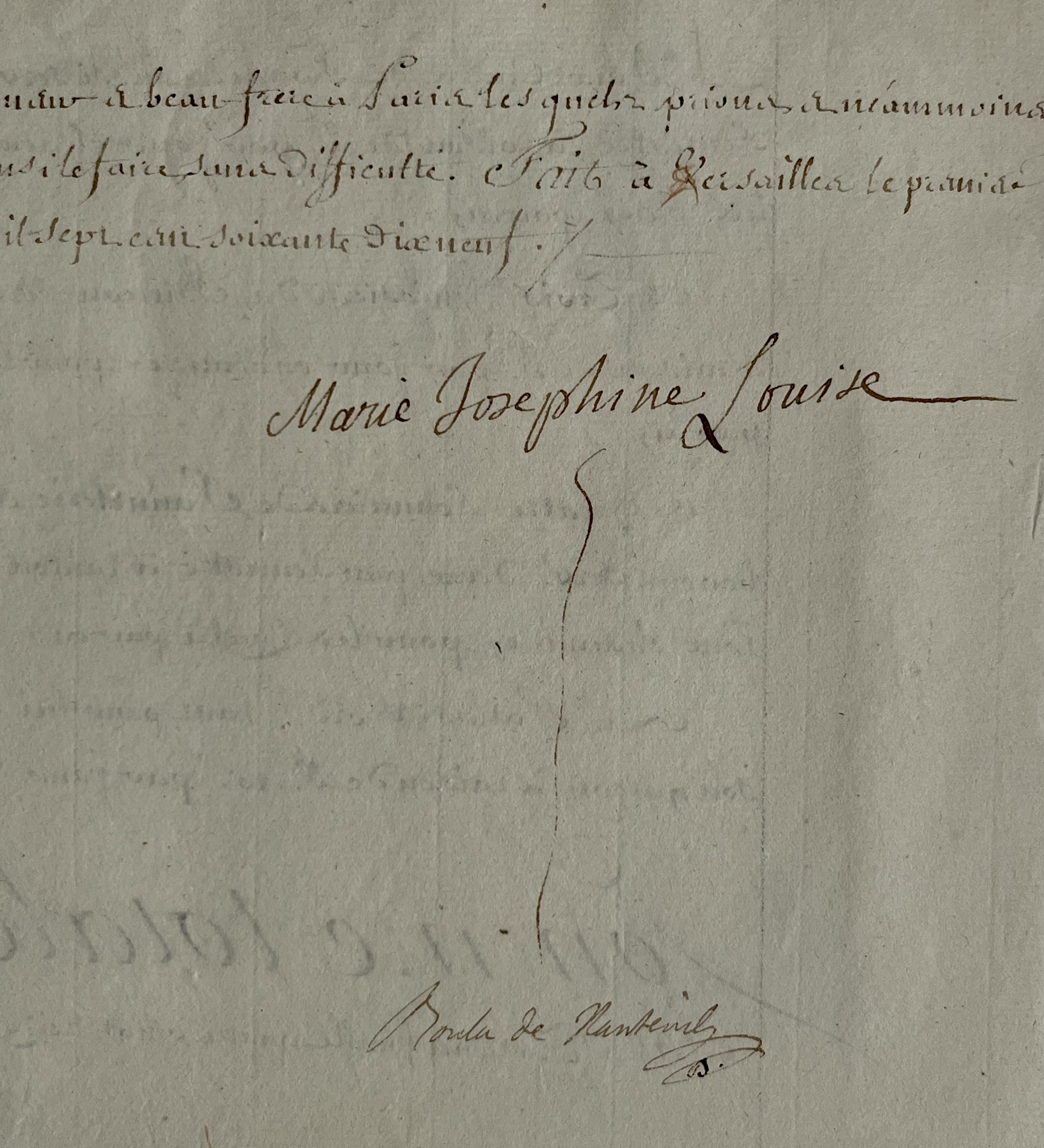 Mémoire des frais d’employés de bouche, signé par la comtesse de Provence, Marie-Joséphine de Savoie