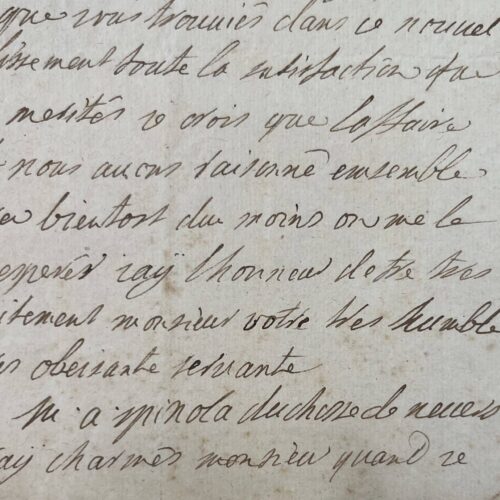 La duchesse de Nevers félicite le comte de Gommegnies pour son récent mariage